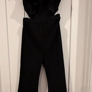 Denim Black Wide leg Jumpsuit Open Back - Med